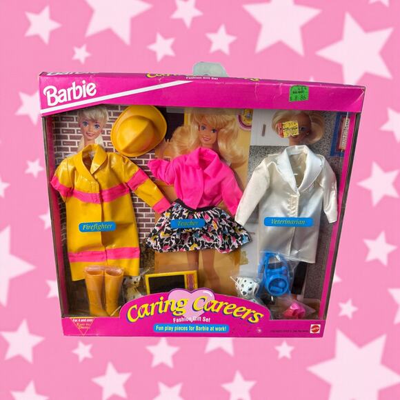 Barbie Caring Careers Outfits 1993 Fashion Set Firefighter Teacher Vet Mattel - Picture 1 of 3